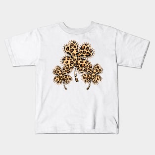 Trio Leopard Shamrock Kids T-Shirt